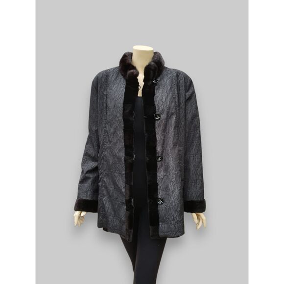 Vintage Black Brown Sheared Mink Reversible Jacket -Medium/Large - Picture 2 of 16